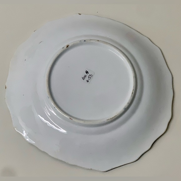 19th Century Vintage Gaudy Welsh Feather Pattern Square Scalloped Plate - Picture 12 of 15